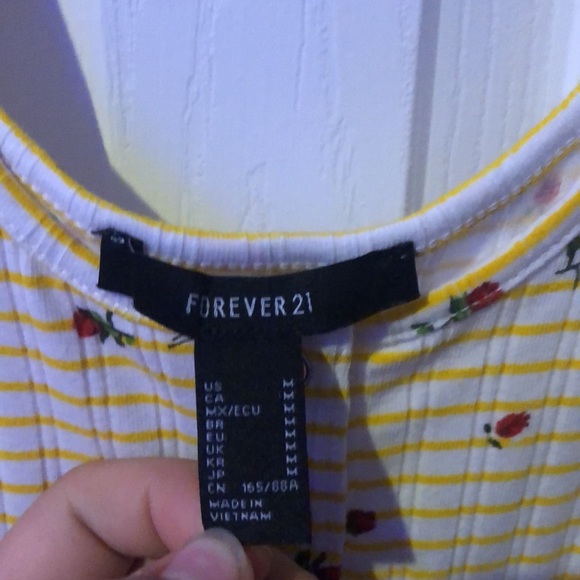 Forever 21 Striped yellow Tank with roses - Picture 3 of 8
